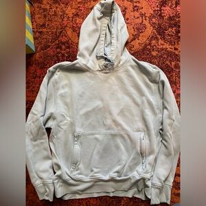 Light Blue Washed Hoodie with Kangaroo Zip Pocket